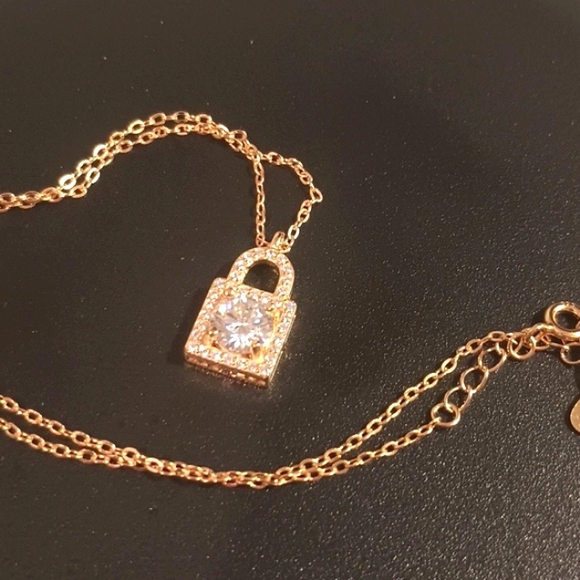 Certified 1ct. Moissanite Lock Necklace - Picture 7 of 14